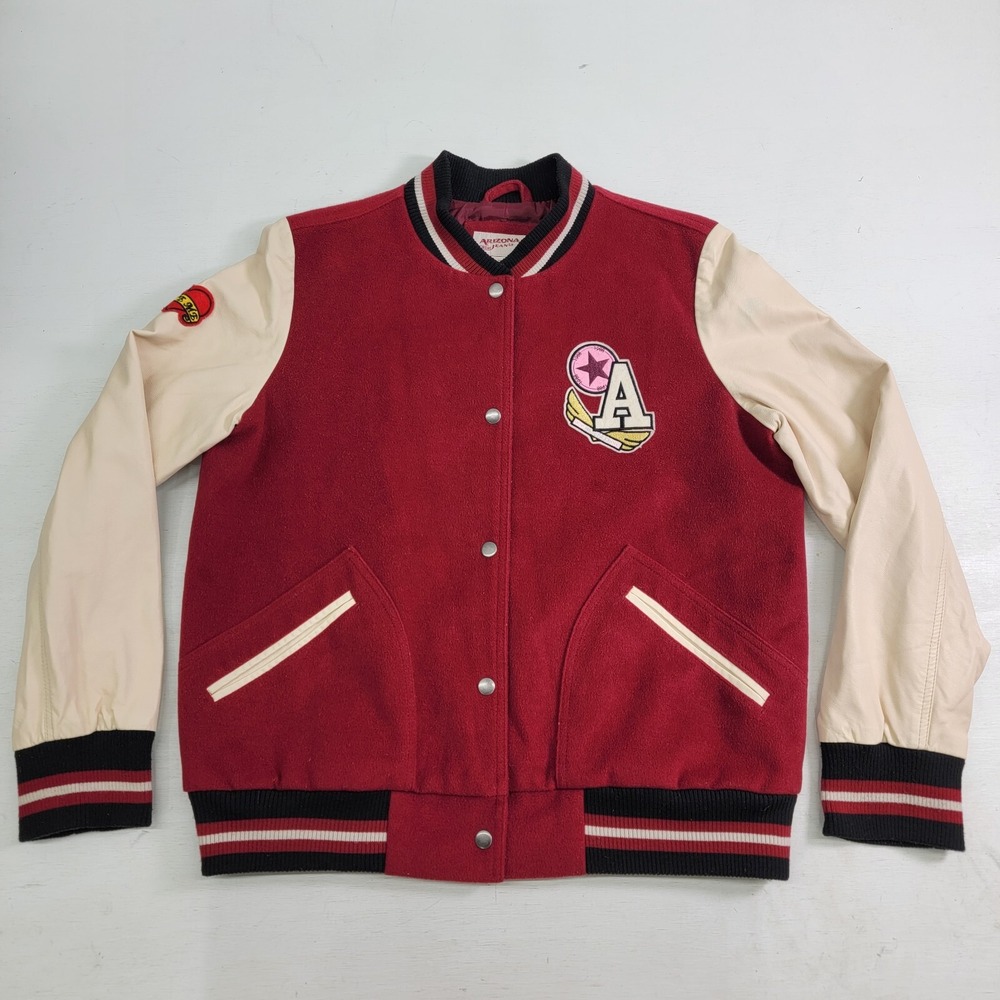 Arizona Jean Co. Woman's Sz XL Red Varsity Letterman Retro Red Button Jacket EUC